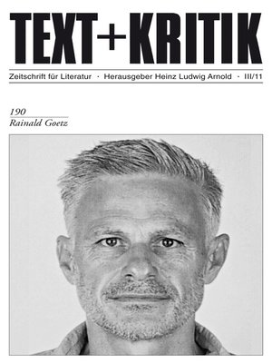 cover image of TEXT + KRITIK 190--Rainald Goetz